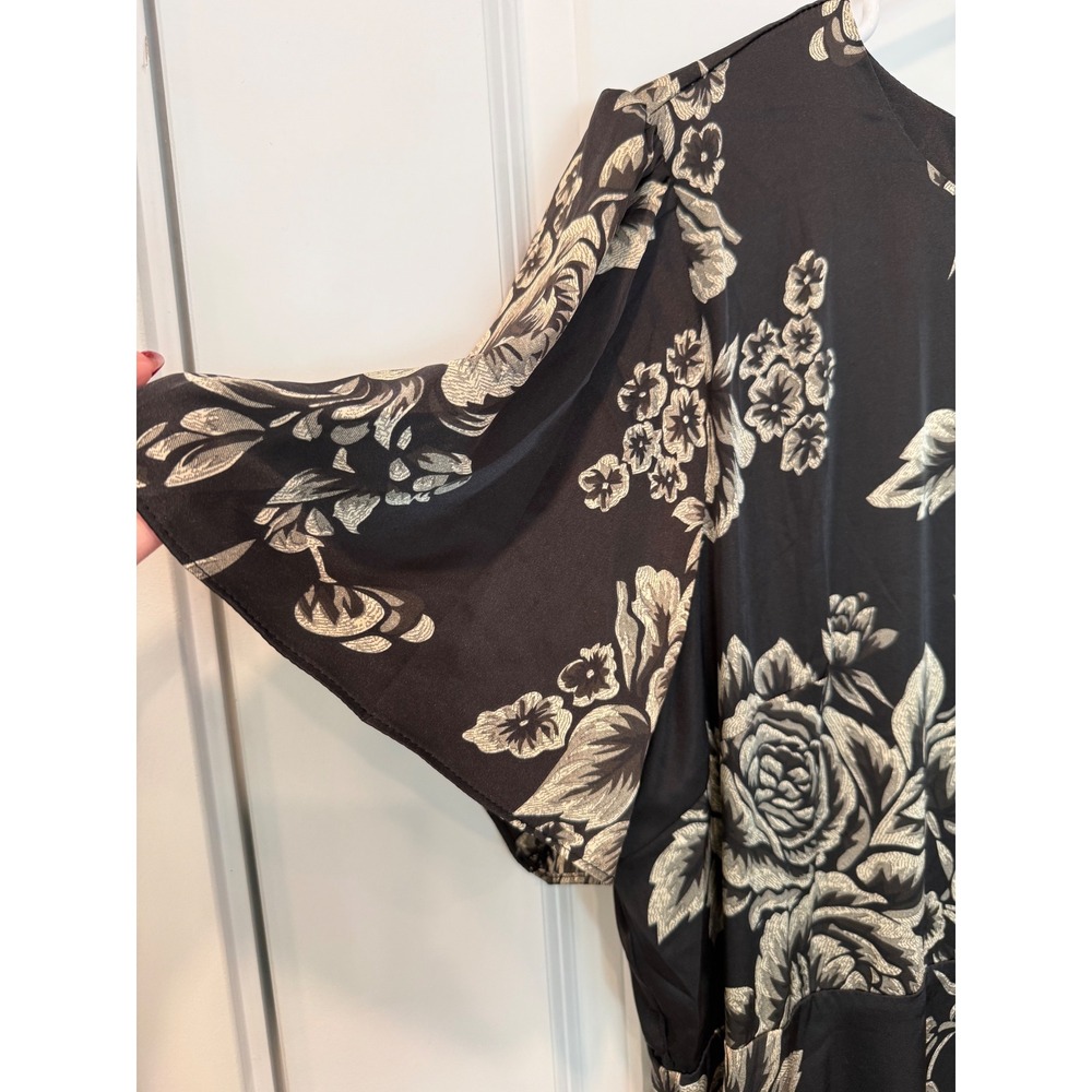 Baltic Born Agnes Satin Maxi Dress Black Cream Floral 3XL AGN-DR-69819-3X - Picture 3 of 8